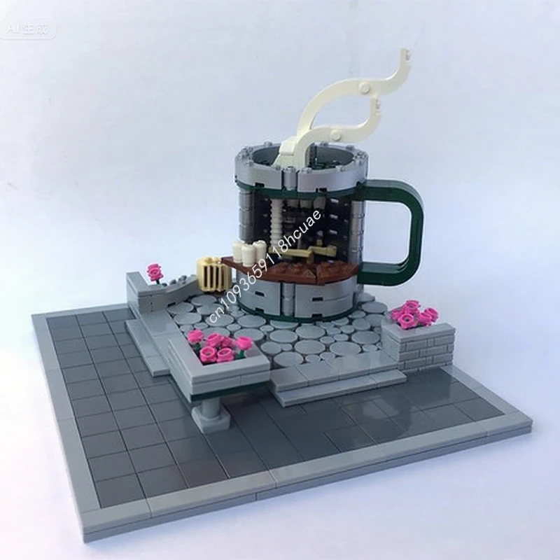 

141 шт. MOC подставка для кофейной кружки городские строительные блоки Рождественский подарок DIY образовательный сборочный комплект вдохновляет руки на творчество