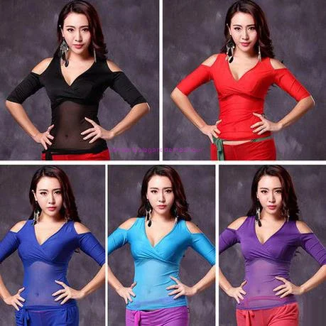NEW! Crystal Cotton And Mesh Belly Dance Costumes Half Sleeves Belly Dance Top For Women Belly Dance Jackets M L XL