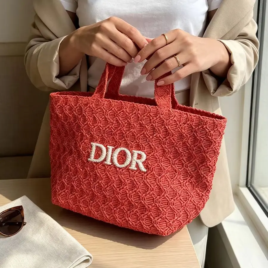 Dior bag High Quality Fabric Red Cosmetic Bag Portable For Lipstick Blush Storage Fashion Makeup Pouch Perfect For Young Girls - view 4