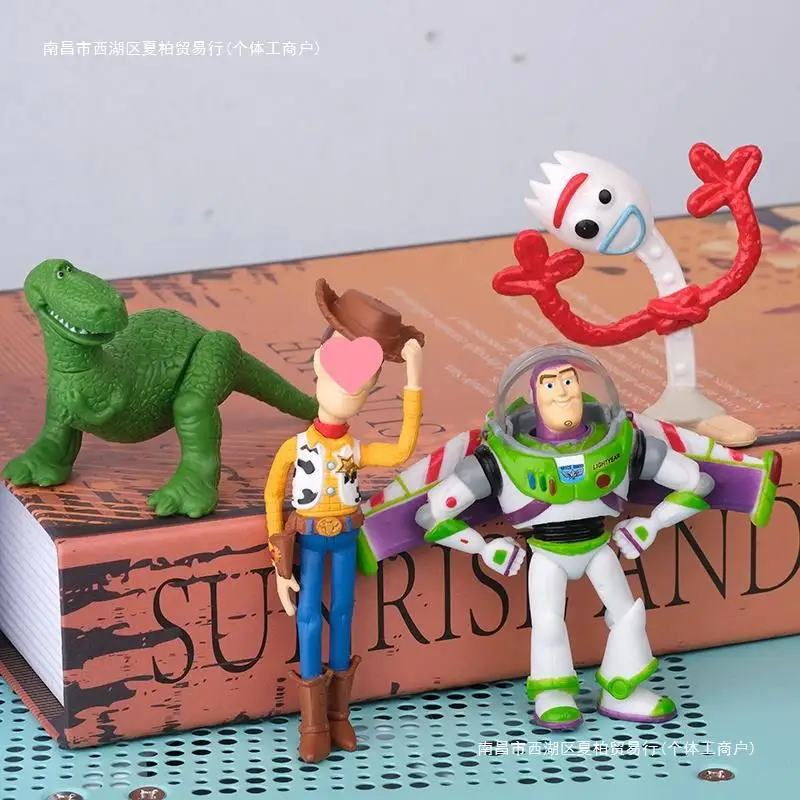 4PCS Toy Story Action Figure Woody Buzz Lightyear Rex Forky Model Plastic Collection Props Toys Cake Ornament Xmas Figures