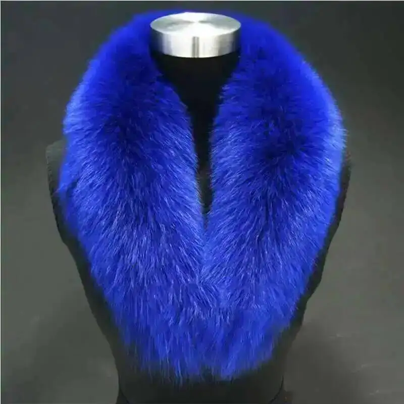 Natural Color Raccoon Fox Real Fur Collar Scarf Genuine Big Size Scarves Warp Shawl Neck Warmer Stole Muffler with Clip Loops #6