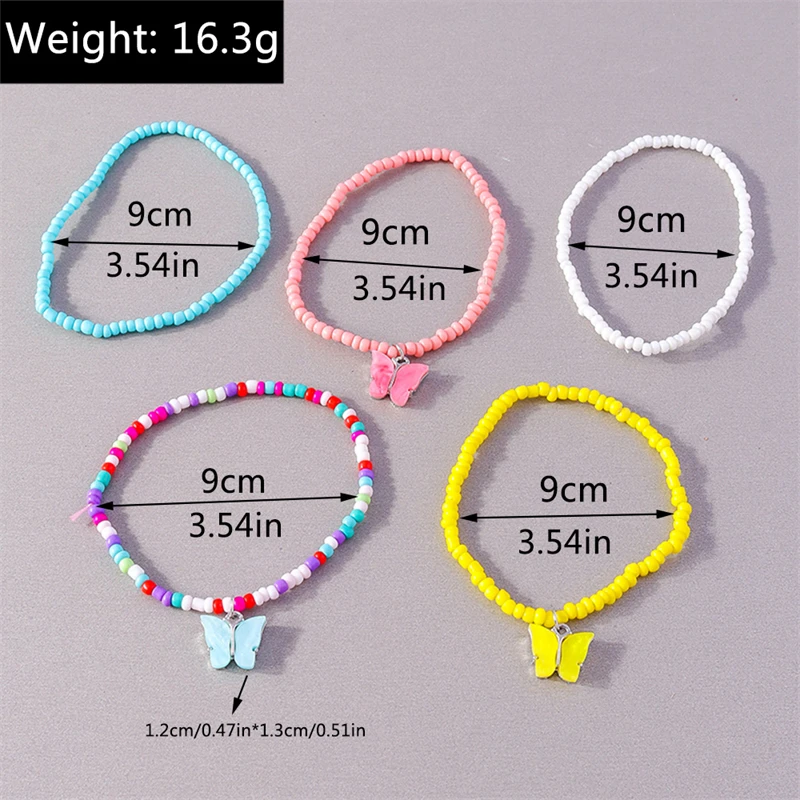 5 Stück/Set, modische, handgefertigte Armbänder mit Schmetterlingsmotiven, für Damen, Mädchen und Freundinnen, als Schmuckgeschenk. – Detail 3