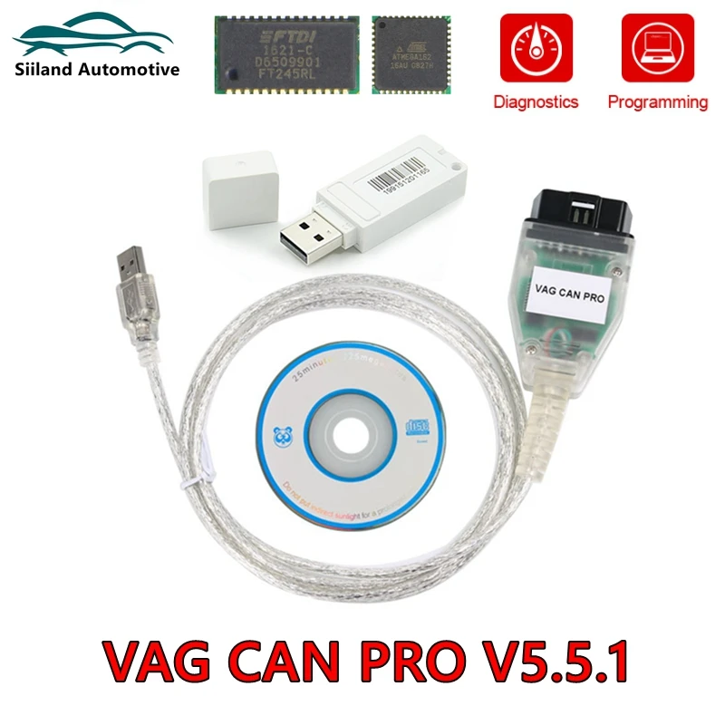

VCP VAG CAN PRO V5.5.1 K-line OBD 2 OBD2 Car Diagnostic Auto Tool VCP COM CAN PRO Scanner Cable For VAG K line CAN BUS Cable