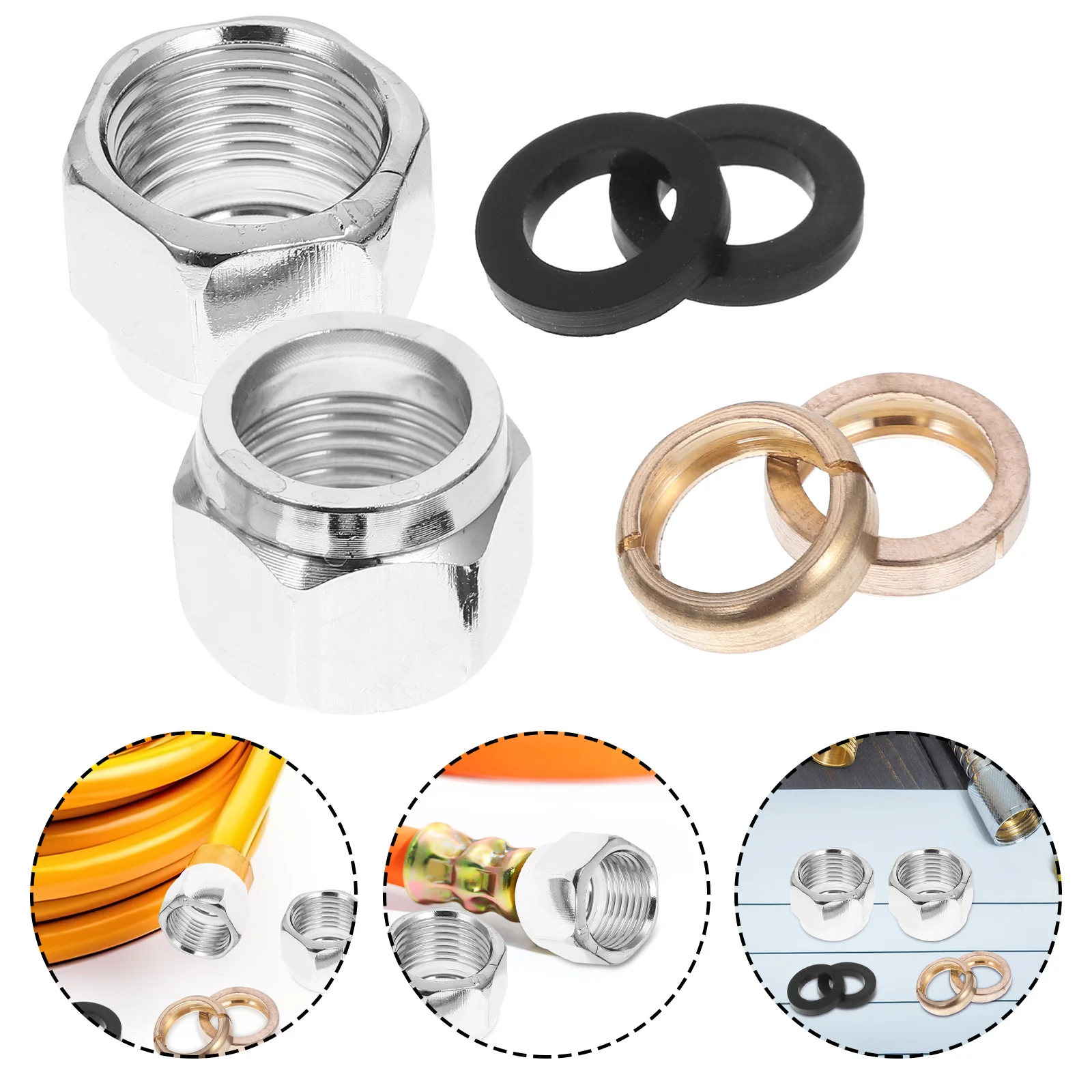 10Pcs Gas Tube Flare Nut Stainless Steel Leakproof Durable Secure Connection Coupling Cap Flare Nut