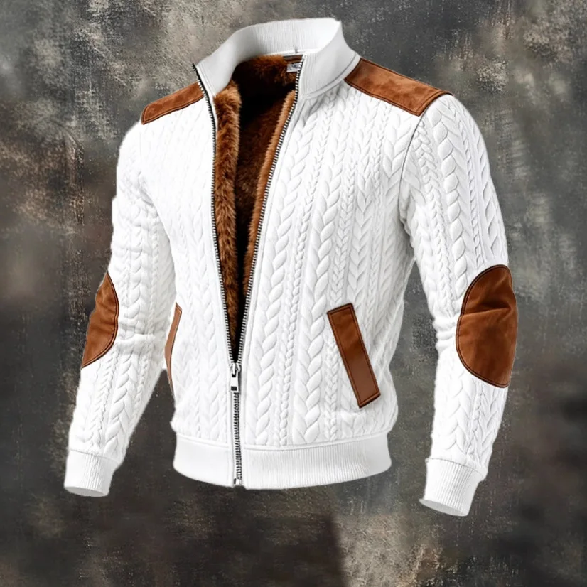 Men's Retro Texture Knitted Jacquard Warm Multi-pocket Outdoor Jacket 2026 Fashion New Spring And Summer
