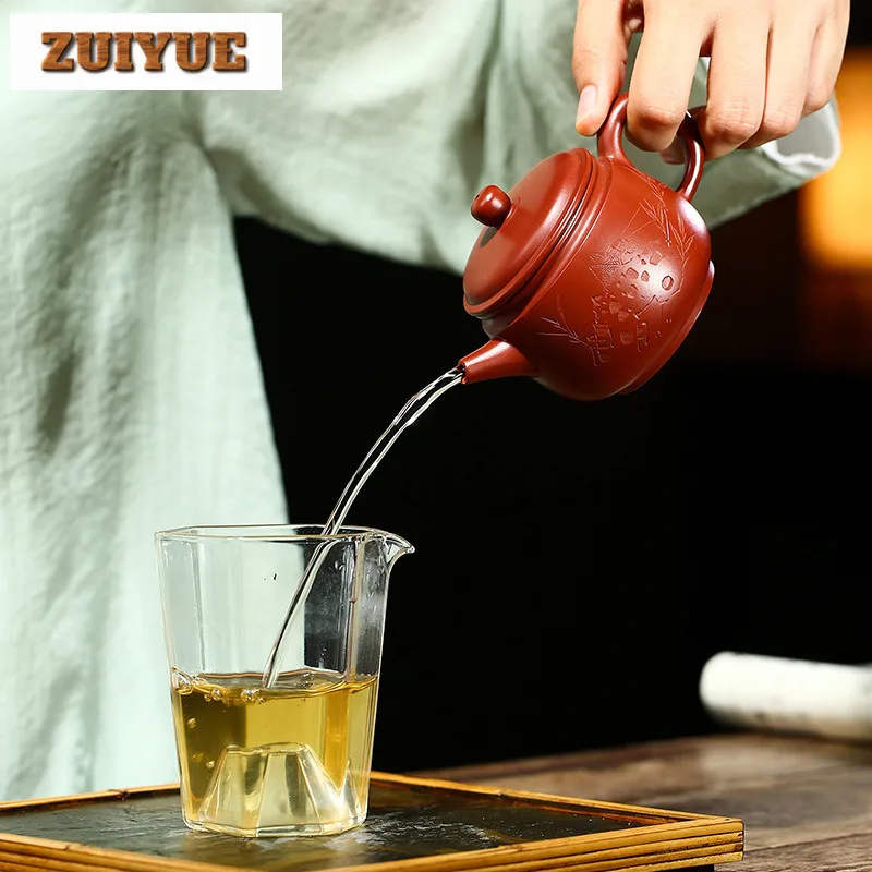 170ml Handmade Yixing Purple Clay Teapots Handmade High Stone Scoop Pot Raw Ore Dahongpao Mud Kettle Zisha Tea Set Tea Drinkware