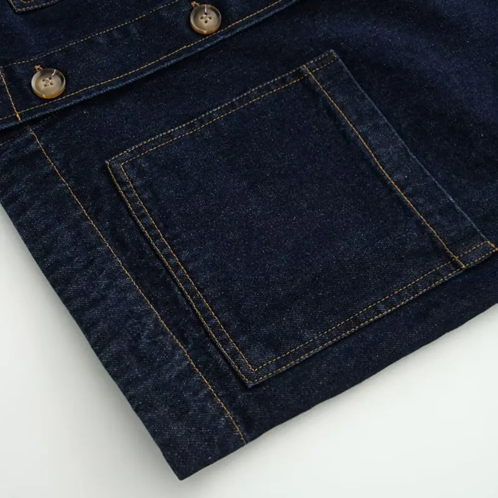 سترات الربيع النسائية 2025 الدنيم كم طويل جديد في Bomber Y2K قمة الموضة خمر جان كلاسيكي ملابس خارجية غير رسمية #3