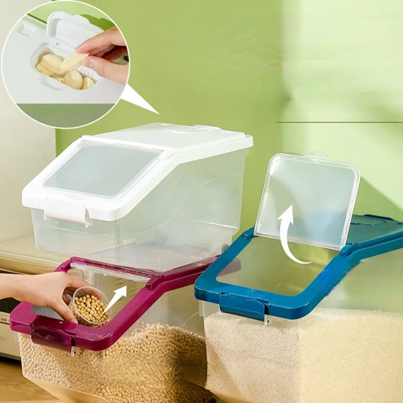 10kg Rice Storage Box Insect-Proof Moisture-Proof Rice Box Grain Sealed Jar Cereal Bucket Pet Food