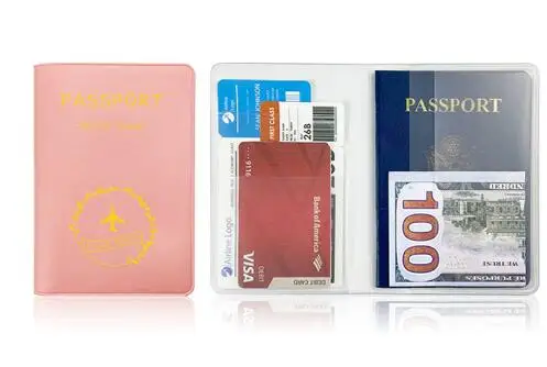 PVC Solid Women Men Passport Cover  Card Holder Multi-Function Cute ID Bank Card Bag PU Leather Wallet Case Travel Accessories