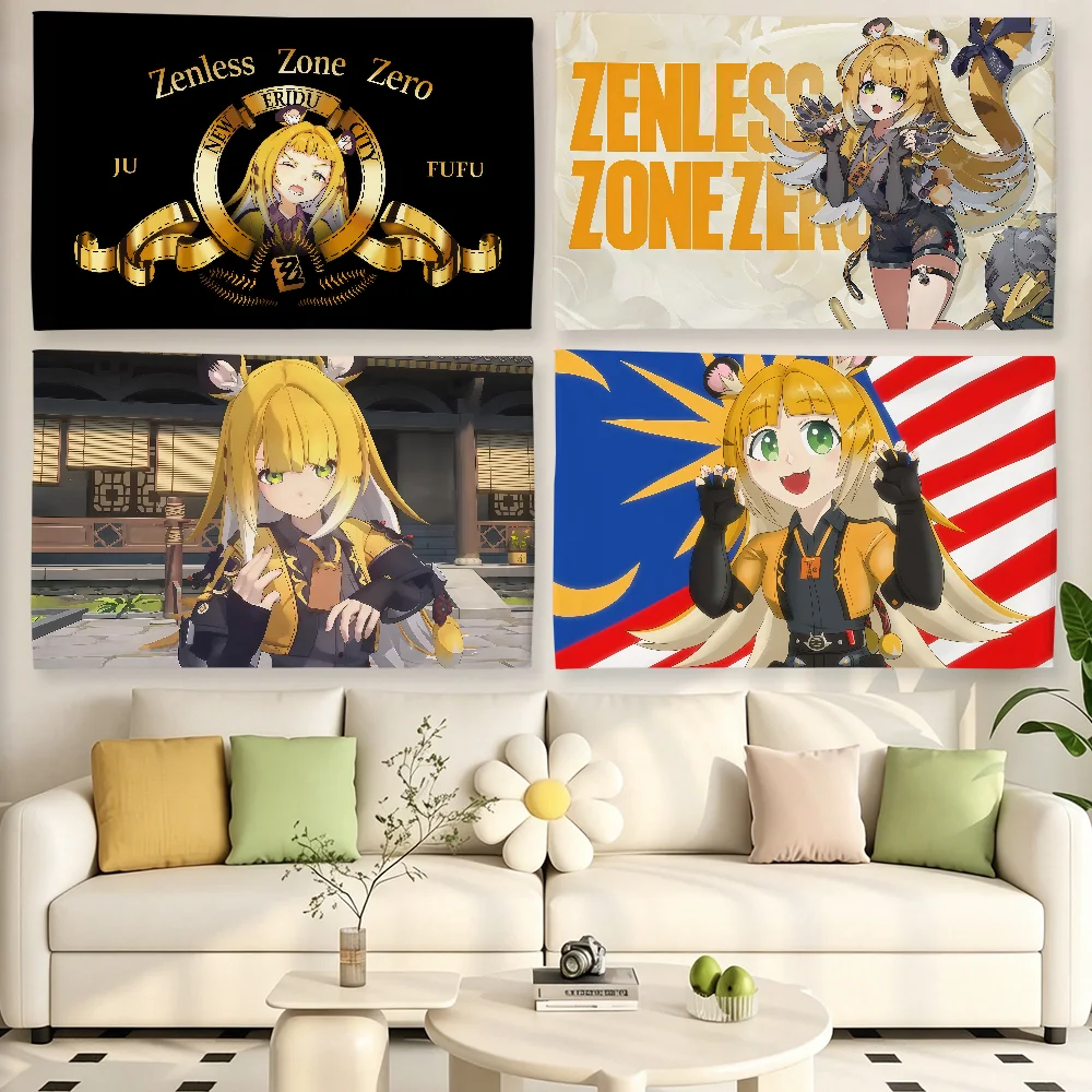 Zenless Zone Zero Ju Fufu Flag Tapestries For Classroom Dormitory Camping Picnic Party Cheering Home Indoor Outdoor Decor