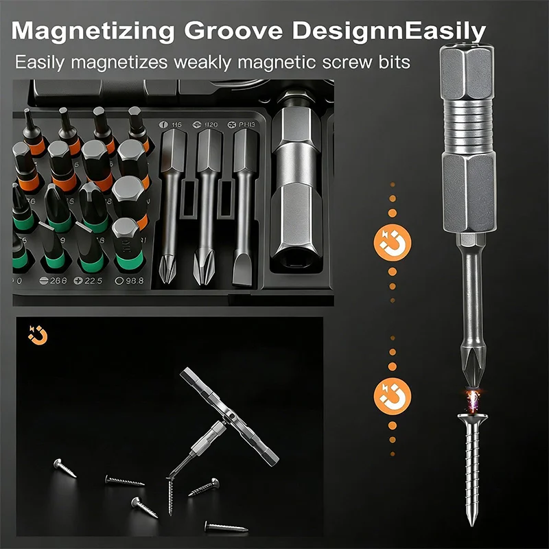 T-Handle Ratchet Screwdriver Kit 24 In 1 Magnetic Screwdriver Bits Multipurpose Tool For Furniture Assembly & DIY Repair
