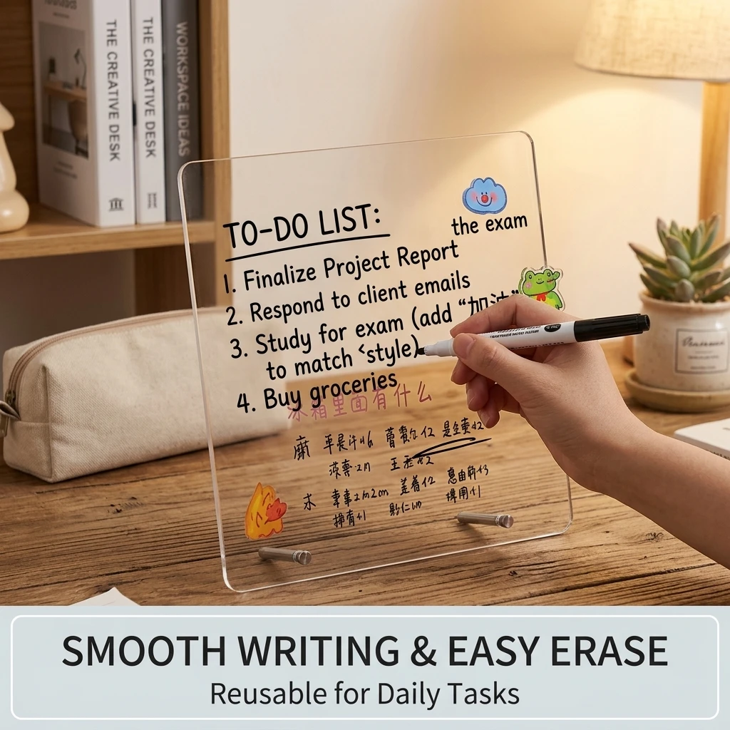 Acrylic Desktop Message Board,Transparent Memo Board for Notes,DIY Creativity Board,Multifunctional Home Office,School,Study