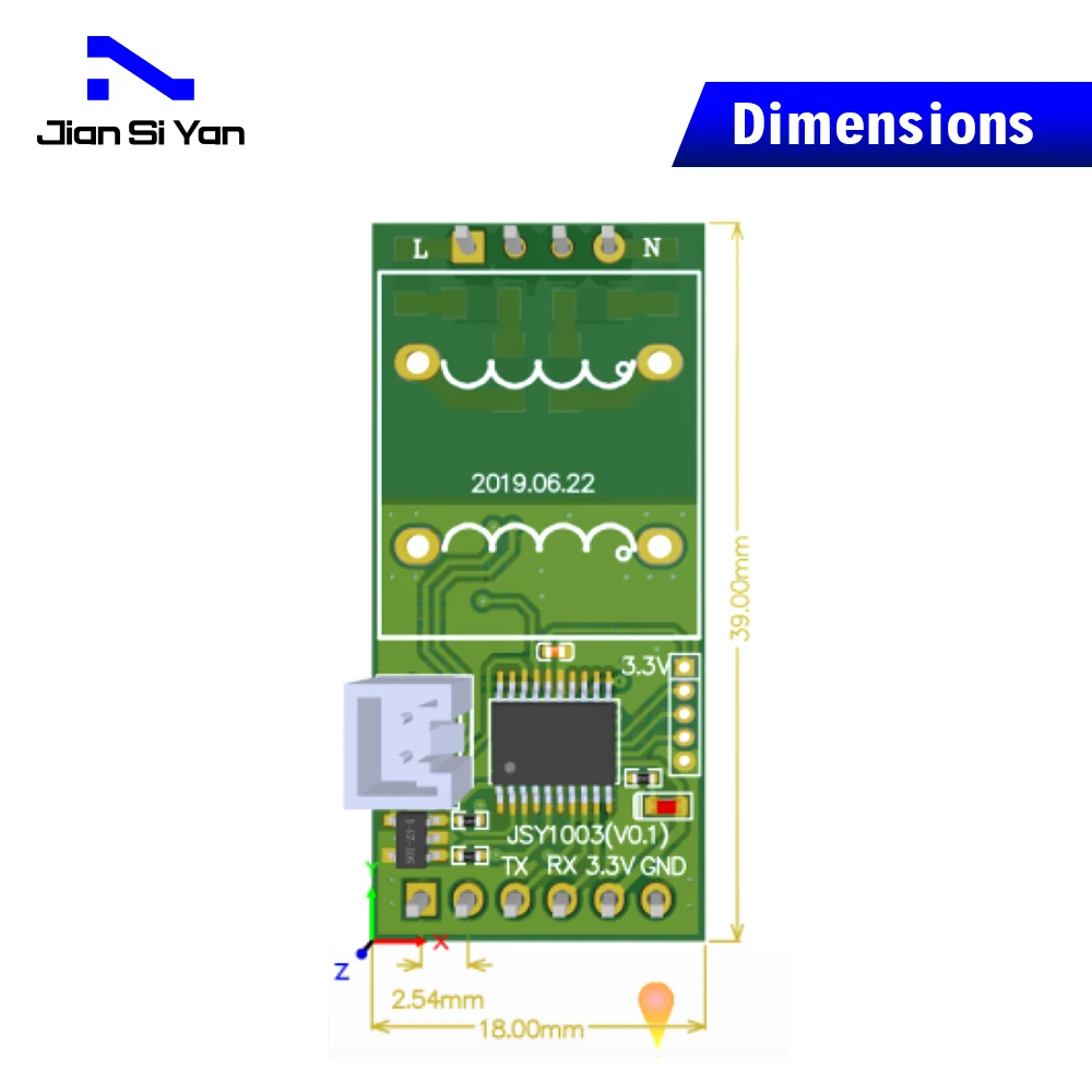 JSY1003 jednofazowy moduł pomiarowy AC TTL Modbus-RTU Pin