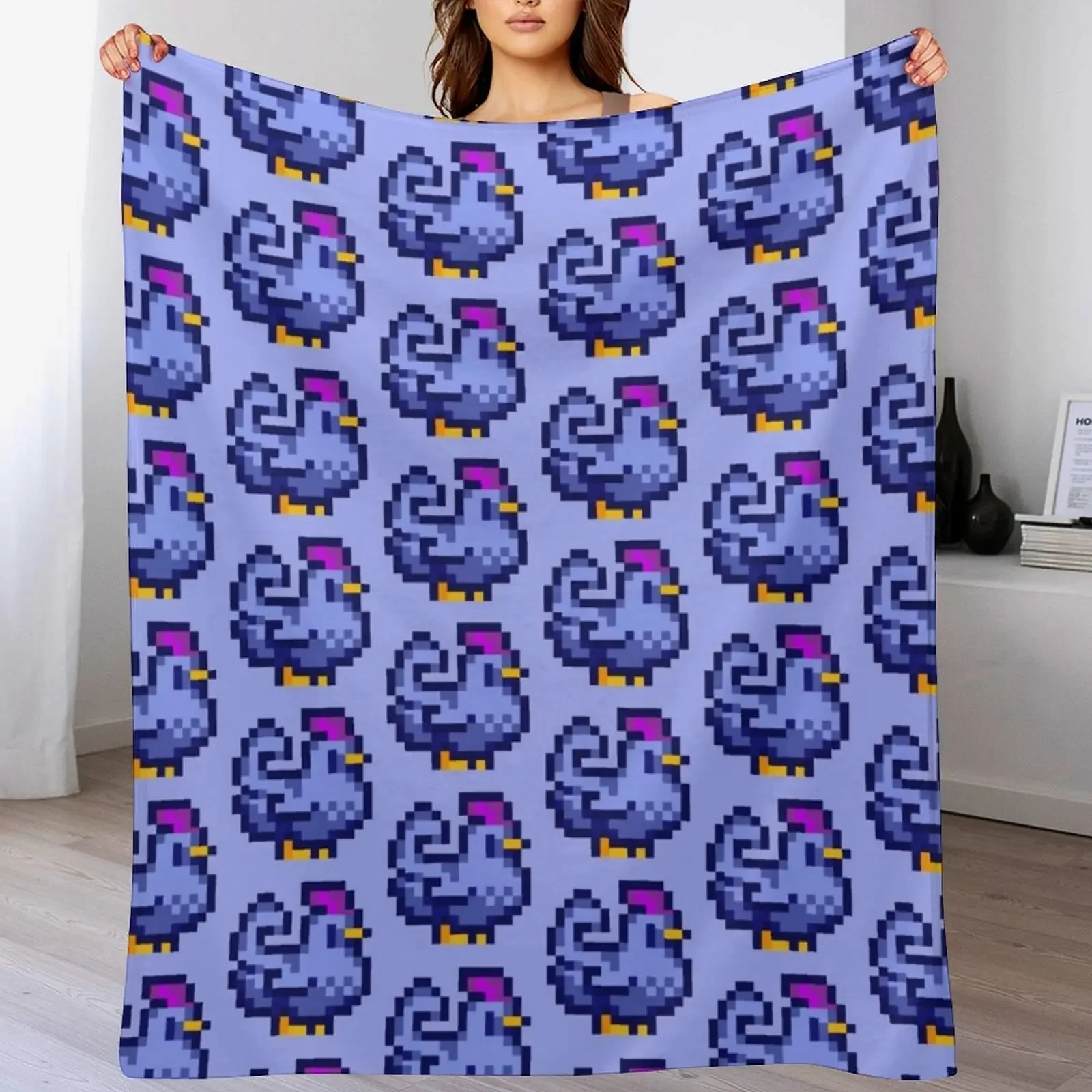 

Blue Chicken Stardew Valley Throw Blanket For Decorative Sofa Luxury Tourist Flannel Fabric Blankets