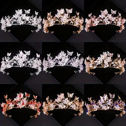 Bridal Crown Baroque Pearl Rhinestone Crown And Tiara Butterfly Hairband Wedding Hair Accessories Princess Crown Bride Tiaras