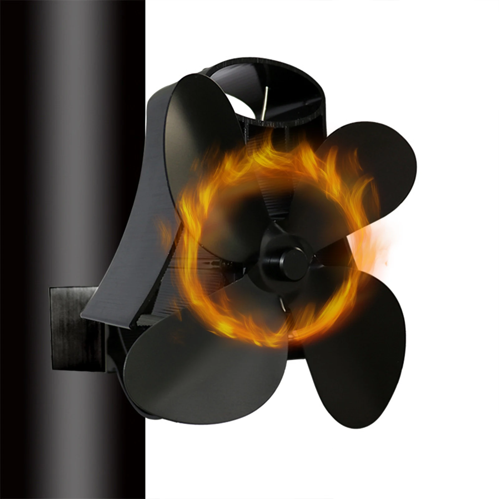 

Furnace Fan Fan Blades Stove Fan Home Efficient Quiet Fan 4 Blades Black Fireplace Eco Friendly Heat Distribution