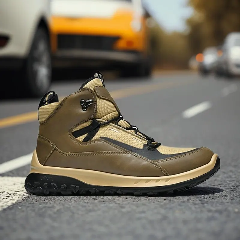 

High Top Leather Shoes Men Luxury Original Design Trendy Mesh Patchwork Sneaker Hiking Trekking Sports Street Boots Cool 2026