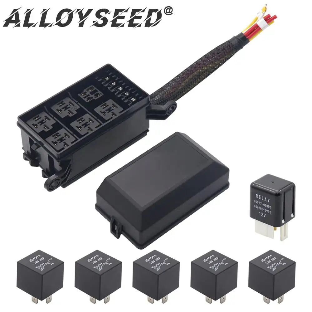 

12V Car Fuse Holder 4 Pin 40A Auto Fuse Relay Block with Wiring Harness Power Distribution Box for Off Road Truck Trailer