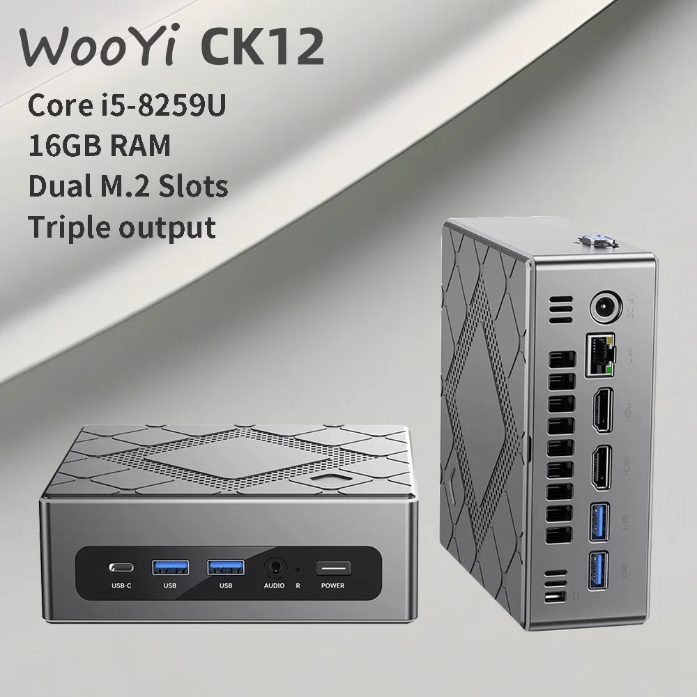 CK12 Intel Gaming Mini PC 8th Core i5-8259U 16GB RAM 256GB 512GB SSD Windows 11 Desktop Computer 4K Dual HD VGA HTPC