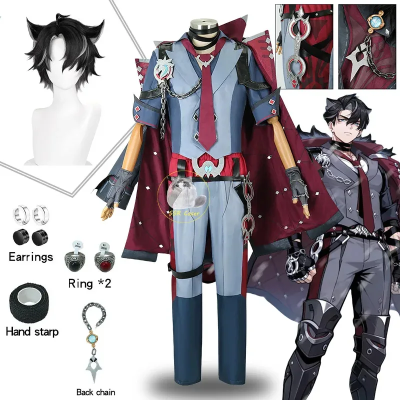 

Game Genshin Wriothesley Cosplay Costume Genshin Impact Cosplay Uniform Wriothesley Wig Earrings Halloween Costumes Men Game