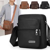 Casual PU Leather Men Crossbody Bag Multi-pocket Large Capacity Shoulder Bag Zipper Solid Color Business Messenger Bag