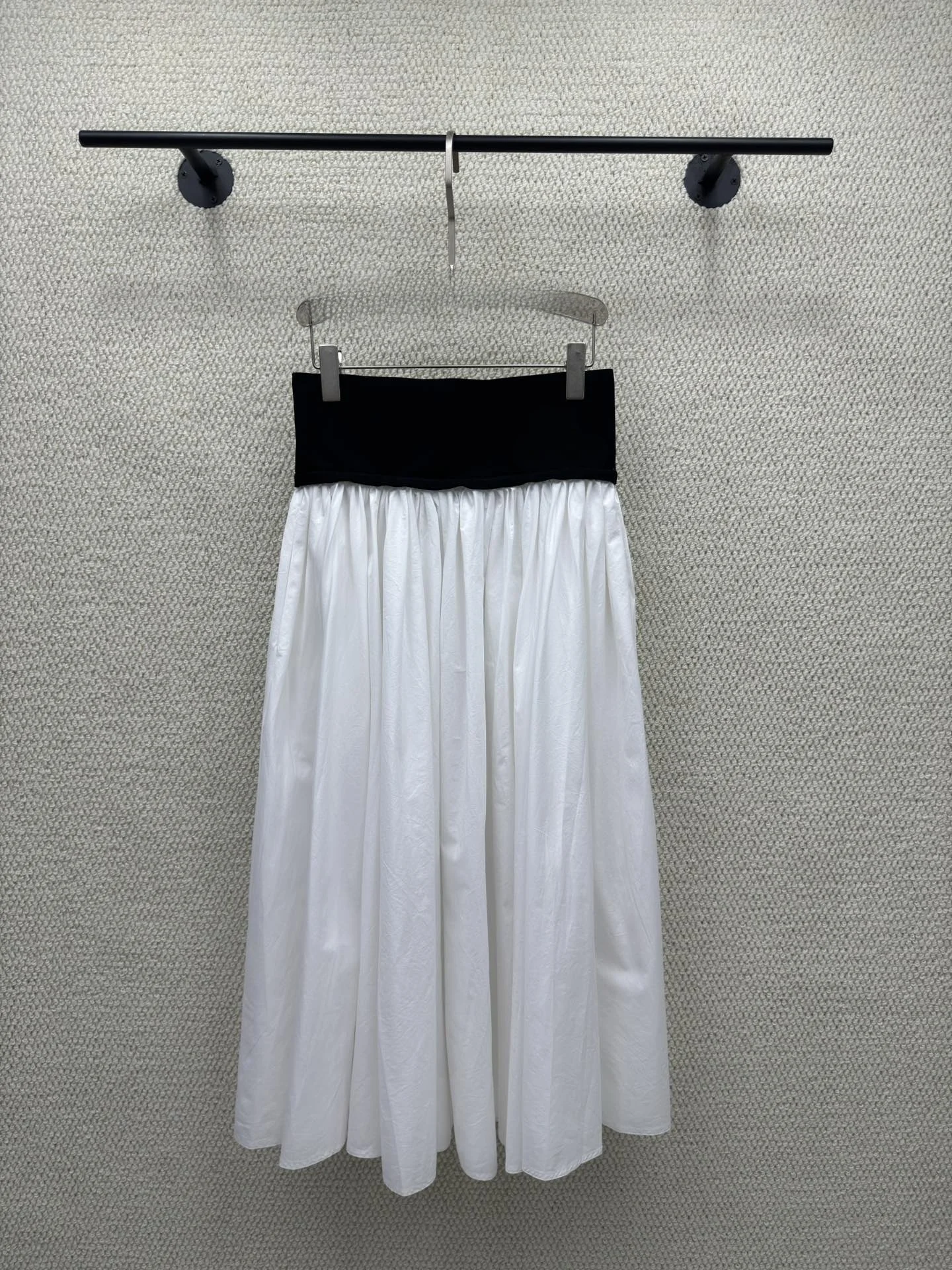 

High Waist A-Line Midi Skirt Women's Commute Quality Cotton Patchwork Color Slim Fit Fashionable Versatile Half-length Skirt