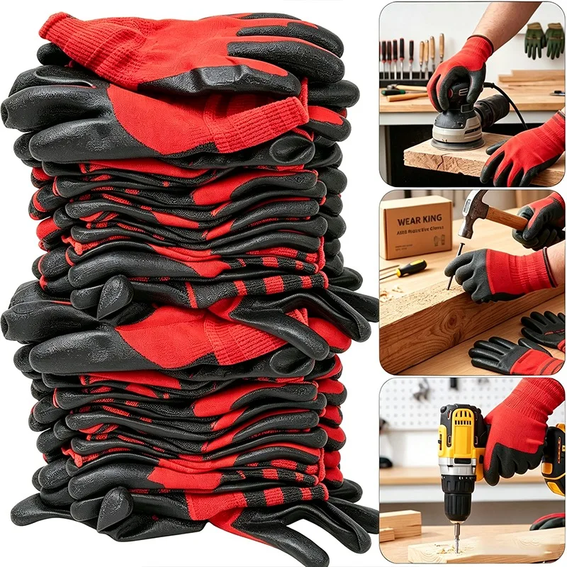 New PU Coated Safety Work Gloves with Grip Breathable Seamless Knit Work Gloves for Men Women Handling Construction Assembly