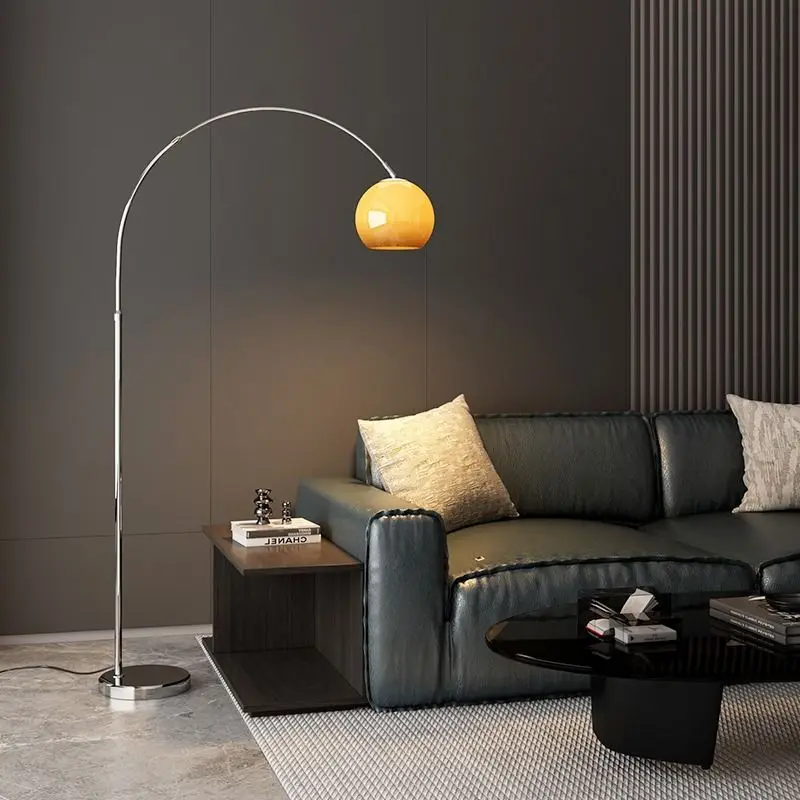 Nordic Living Room Atmosphere Floor Lamp Fishing Lamp Sofa Side Marble Standing Lamp Light Luxury LED Light Bedroom Bedside Lamp