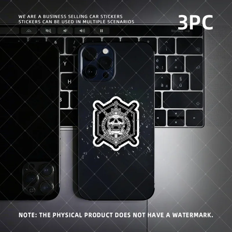 3 TEILE/SATZ Trendiges Totenkopf-Emblem-Aufkleber-Set – auffälliges Design mit Schwertern für die individuelle Gestaltung mehreren Szenarien