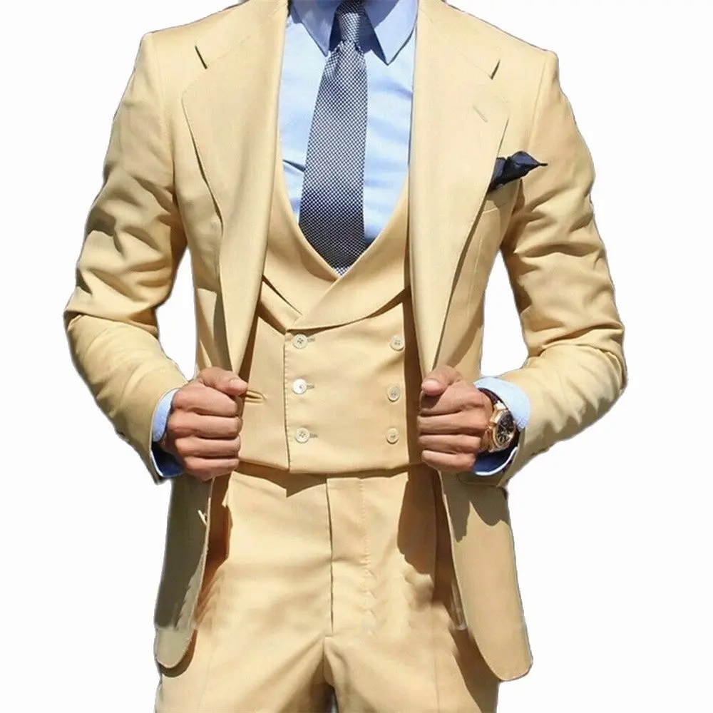 

Tailored Made Business Notch Lapel Men Suits Wedding Groom Tuxedos Slim Fit Prom Blazer 3 Pcs Jacket+Pant+Vest