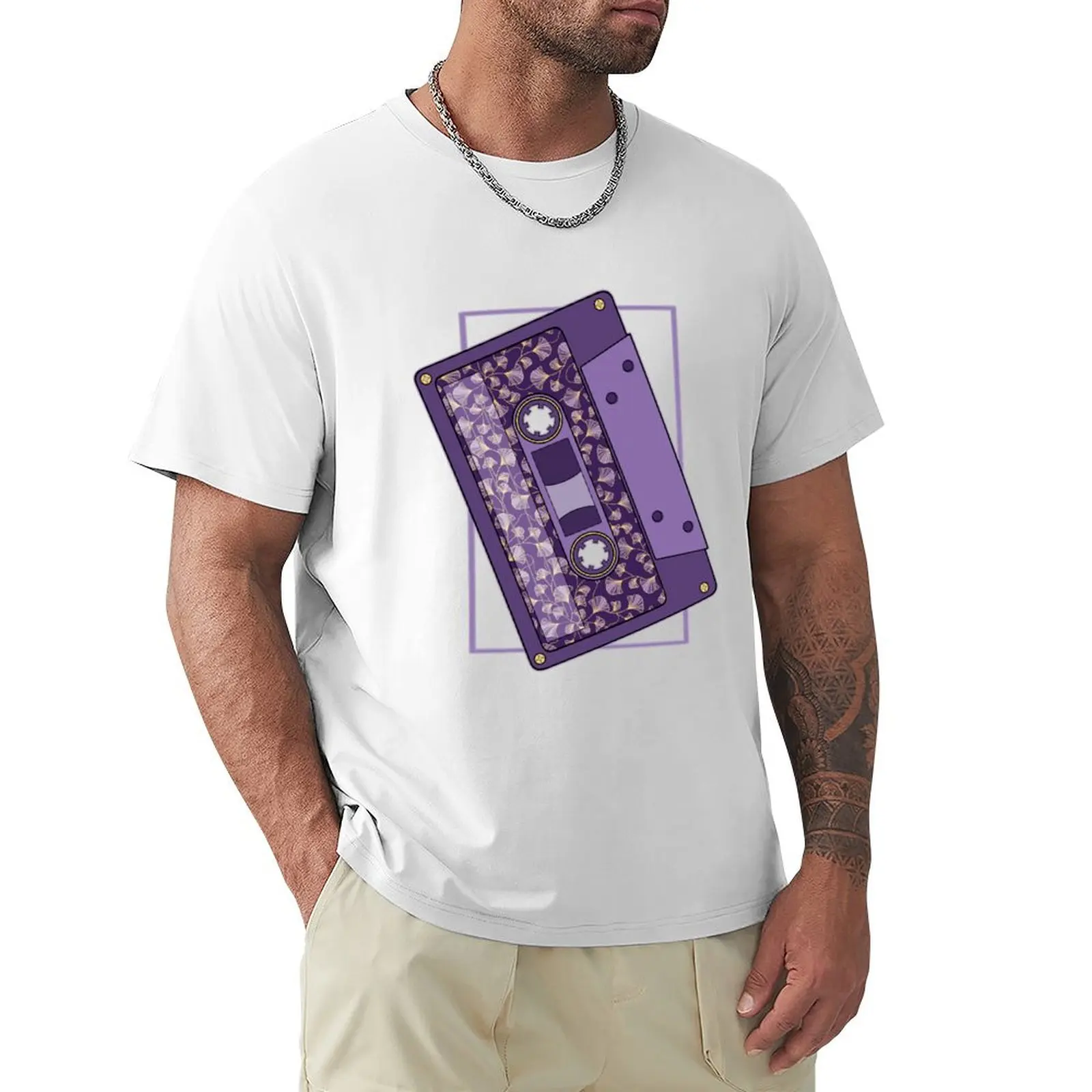 Flowers Pattern Mixtape Vintage Cassette (Purple) T-shirt oversized boys animal print hippie clothes T-shirt men