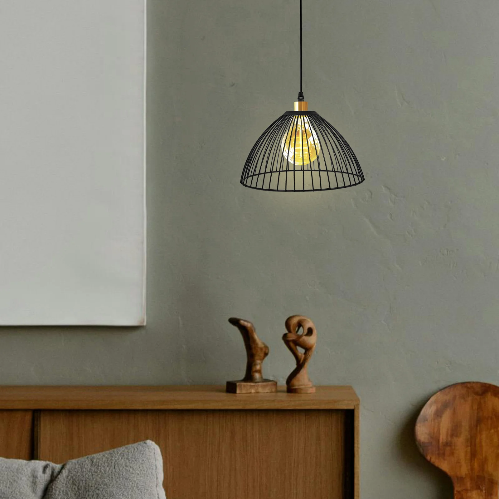 

Industrial Vintage Metal Wire Lamp Shade Black Hollow Pendant Light Cover for Ceiling Table Floor Lamps Home Living Room