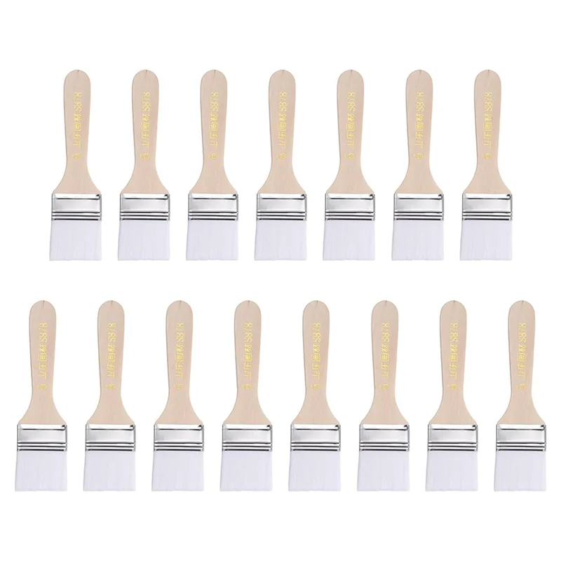 

SYW-15Pcs Paint Brushes Paint Brush Nylon Flat Wall Paint Brush Soft Bristle With Wood Handle For Painting DIY