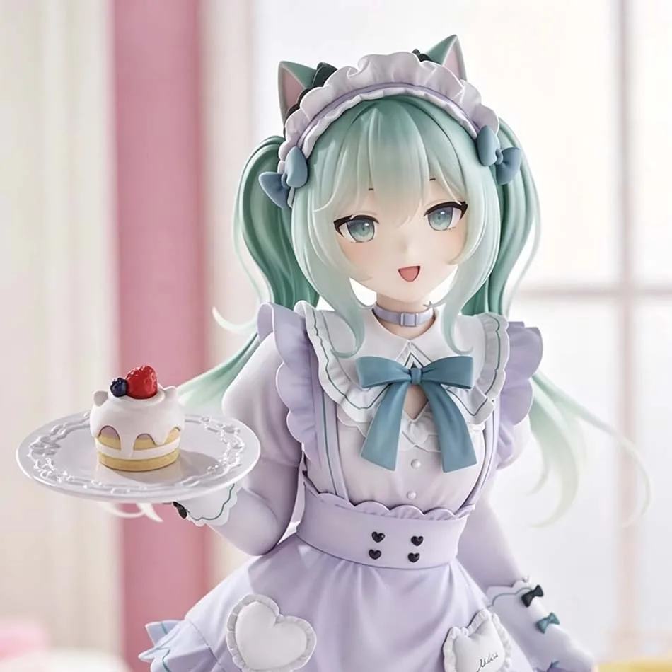 Hot sale Hatsune Miku Desktop Cute Action Figure Cat Ears Maid Ver. Cosplay Anime Figurine Kawaii Girl Model
