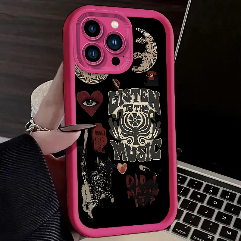 الجمالية طباعة الشمس القمر القضية آيفون 17 الهواء 16 16E 15 14 13 12 11 برو ماكس X XS X S ماكس XR SE 2020 SE4 7 8 غطاء سيليكون #5