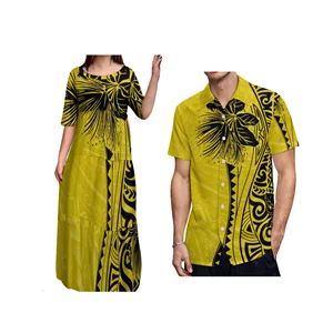 Personalisierter Blumendruck hawaiianisches Kleid, Halbmango, lange Rüschen, in Schichten, Polynesiumkleid, Bester Preis, Großhandel 6 Hauptverkaufskleid Long Hawaiian Party - №6