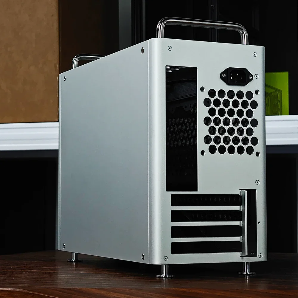 Hot Sale Mini ITX Aluminum Alloy Mid Tower Ready Stock PC Computer Case with CD Rook HDD Trays USB Front Port for Gaming & IFans