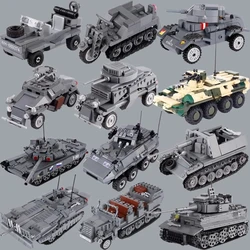 Military War German Russian Tank Building Blocks Army Soldier Figures US UK Armored Vehicle Model Assemble Bricks Boy Toys Gifts