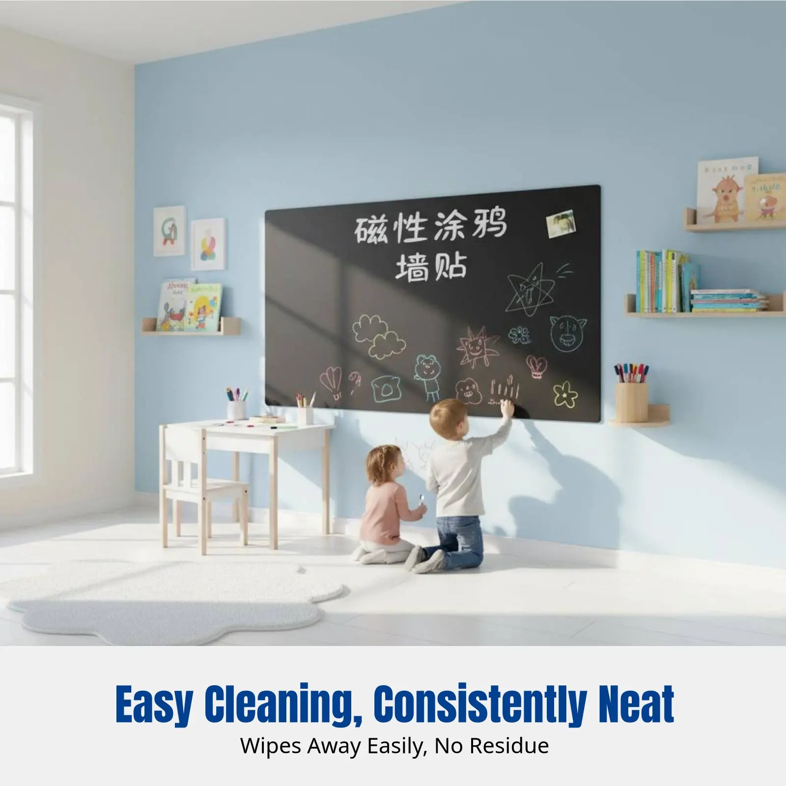 Whiteboard Wall Sticker for Kids, Removable Magnetic Blackboard, Erasable Drawing and Writing Board for Home Learning