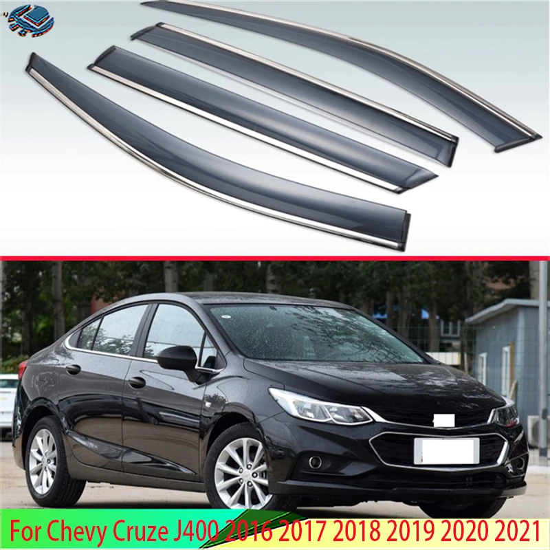 

For Chevy Cruze J400 2016 2017 2018 2019 2020 2021 Plastic Exterior Visor Vent Shades Window Sun Rain Guard Deflector 4pcs