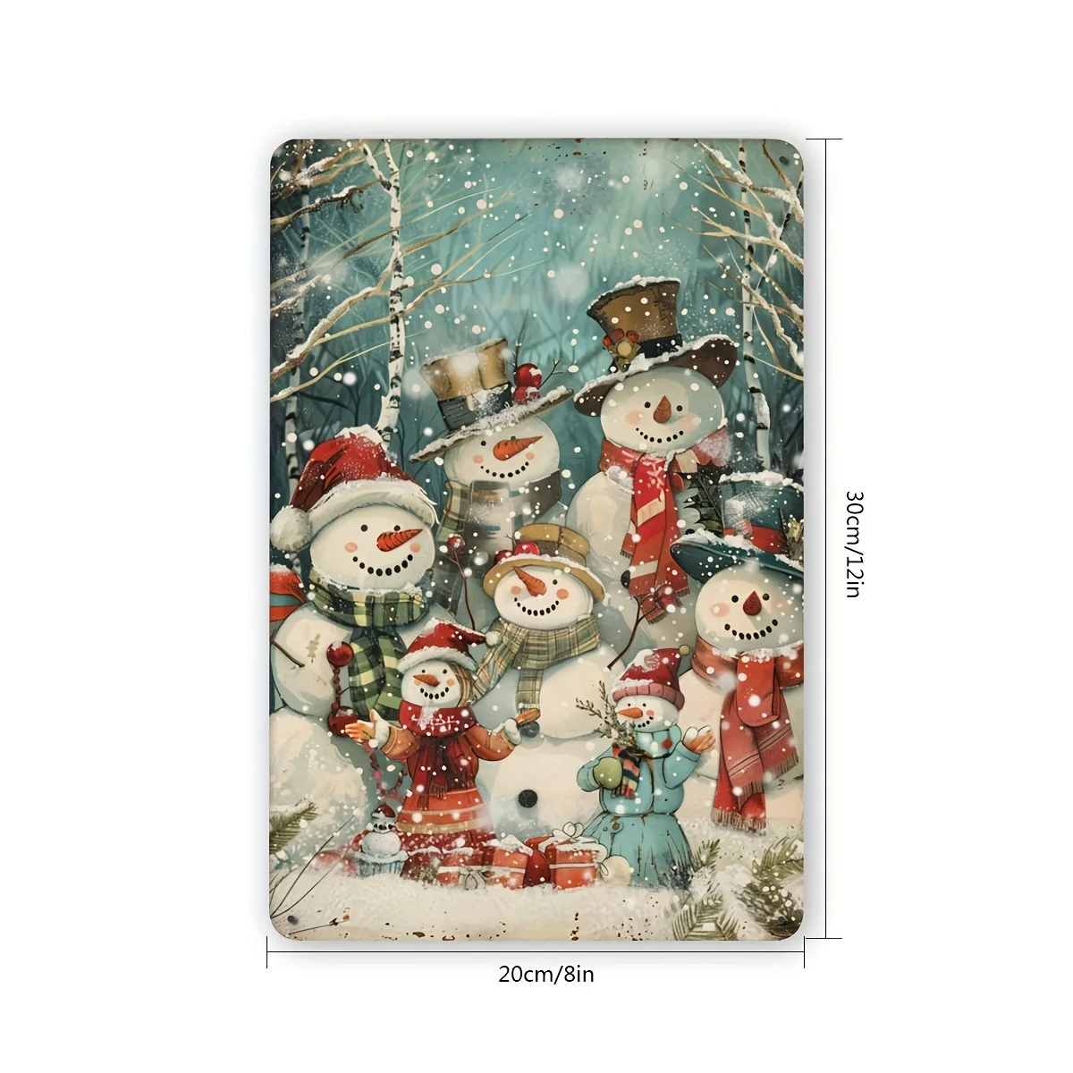 1 لوحة حديدية لرجل الثلج لعيد الميلاد القديم، لوحة فنية جدارية احتفالية مقاس 8 × 12 بوصة، مناسبة للمنزل والمطاعم والديكور الداخلي والخارجي