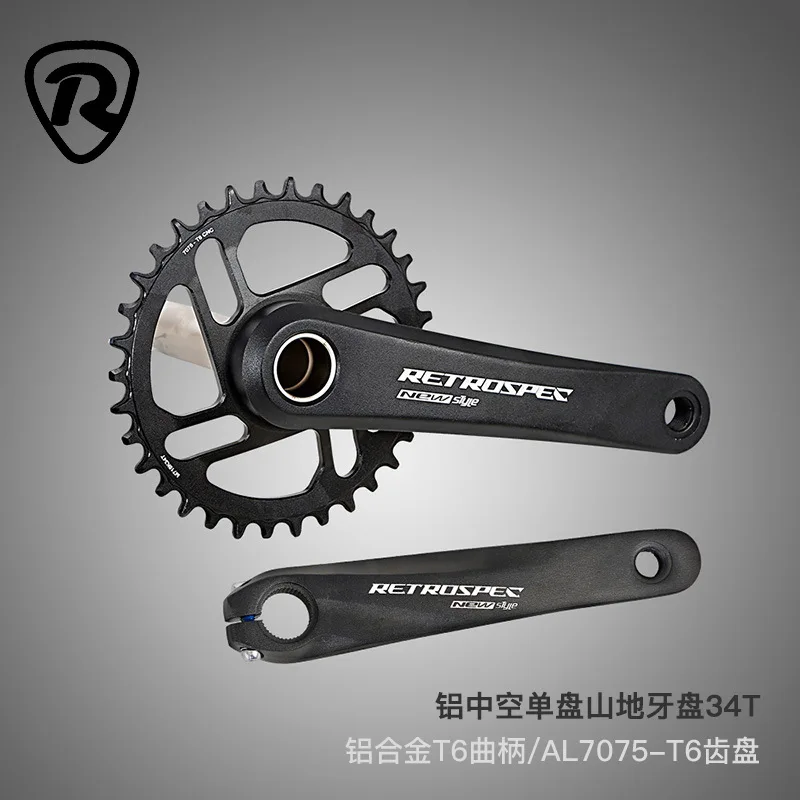 

TWITTER-RS Aluminum Alloy Hollow Mountain Bike Crankset, Positive and Negative Teeth34T, Single-Disc, Straight-Lock Accessories,