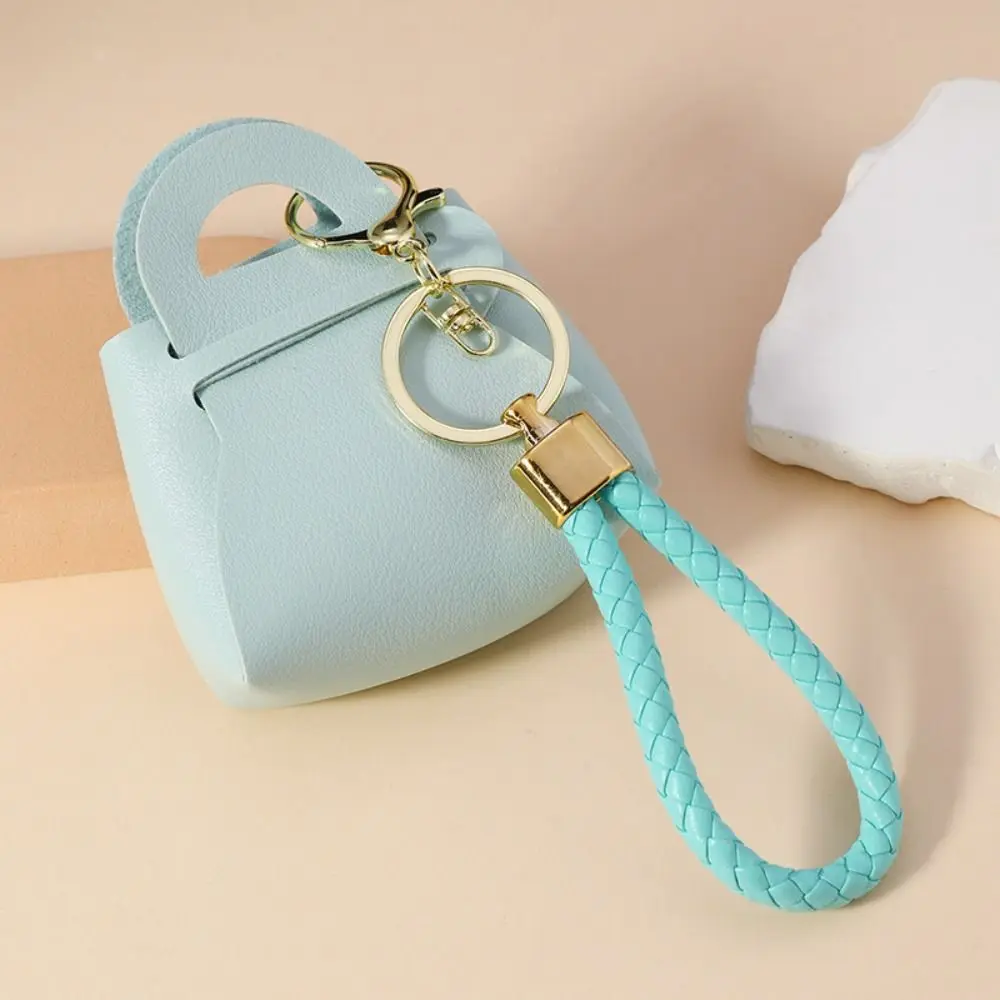 Zipper PU Key Bag Wallet Clutch Fashionable Coin Purse Wallet Solid color with Keychain Mini Storage Pouch Car Key Chain