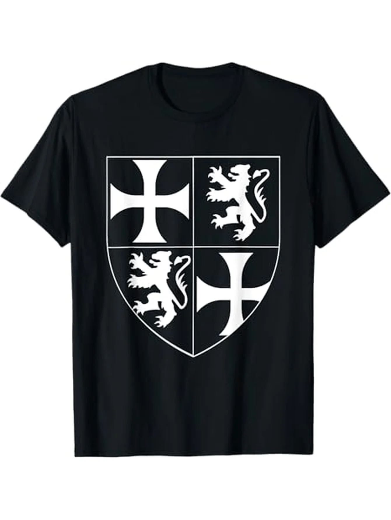 Medieval Knights Templar Coat of Arms Shield T-Shirt 100% Cotton O-Neck Short Sleeve Summer Casual Mens T-shirt Streetwear