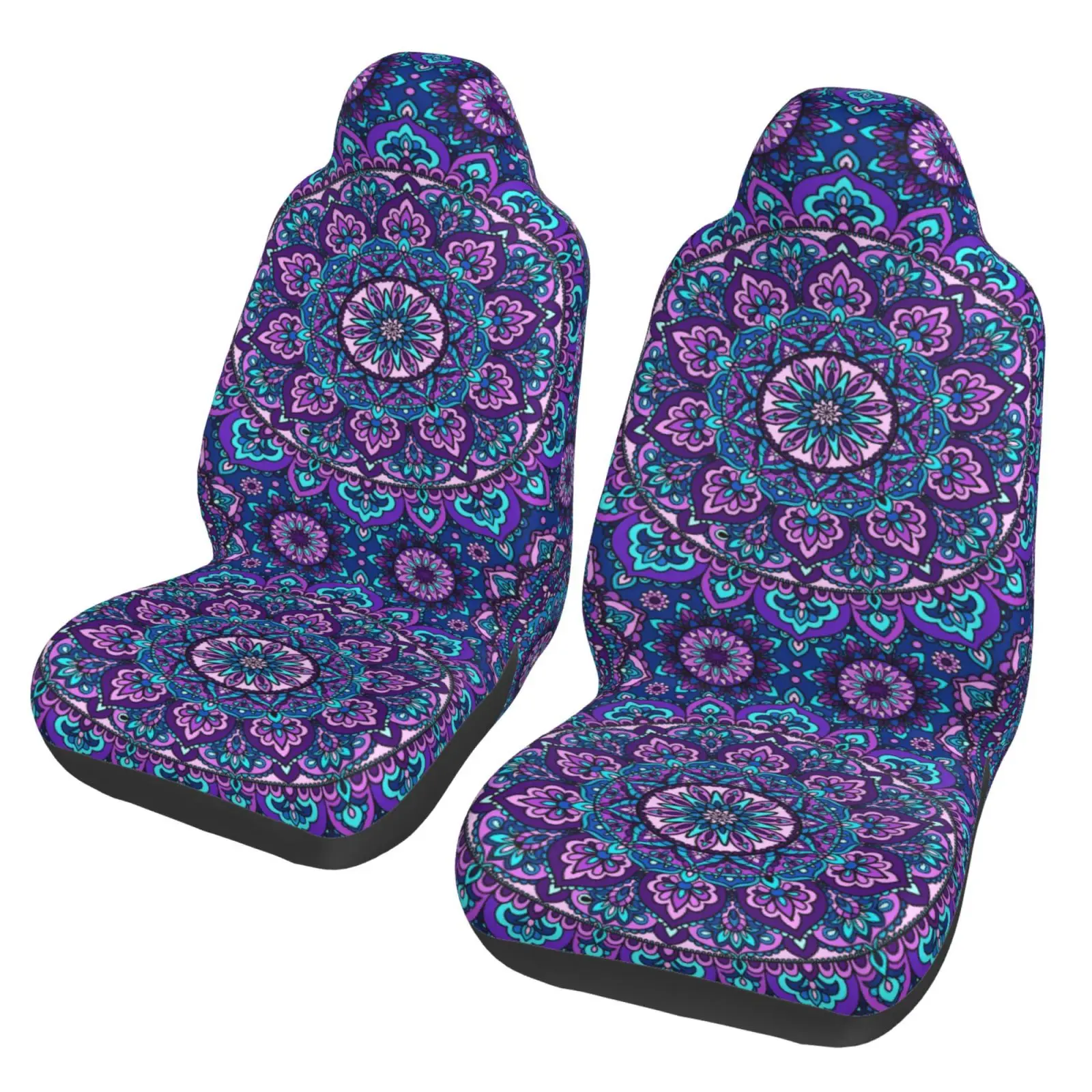 Mantra Floral Pattern Printed Car Seat Cover with Stain-resistant and Easy-to-clean Protection - 2-piece Set for Car Seats