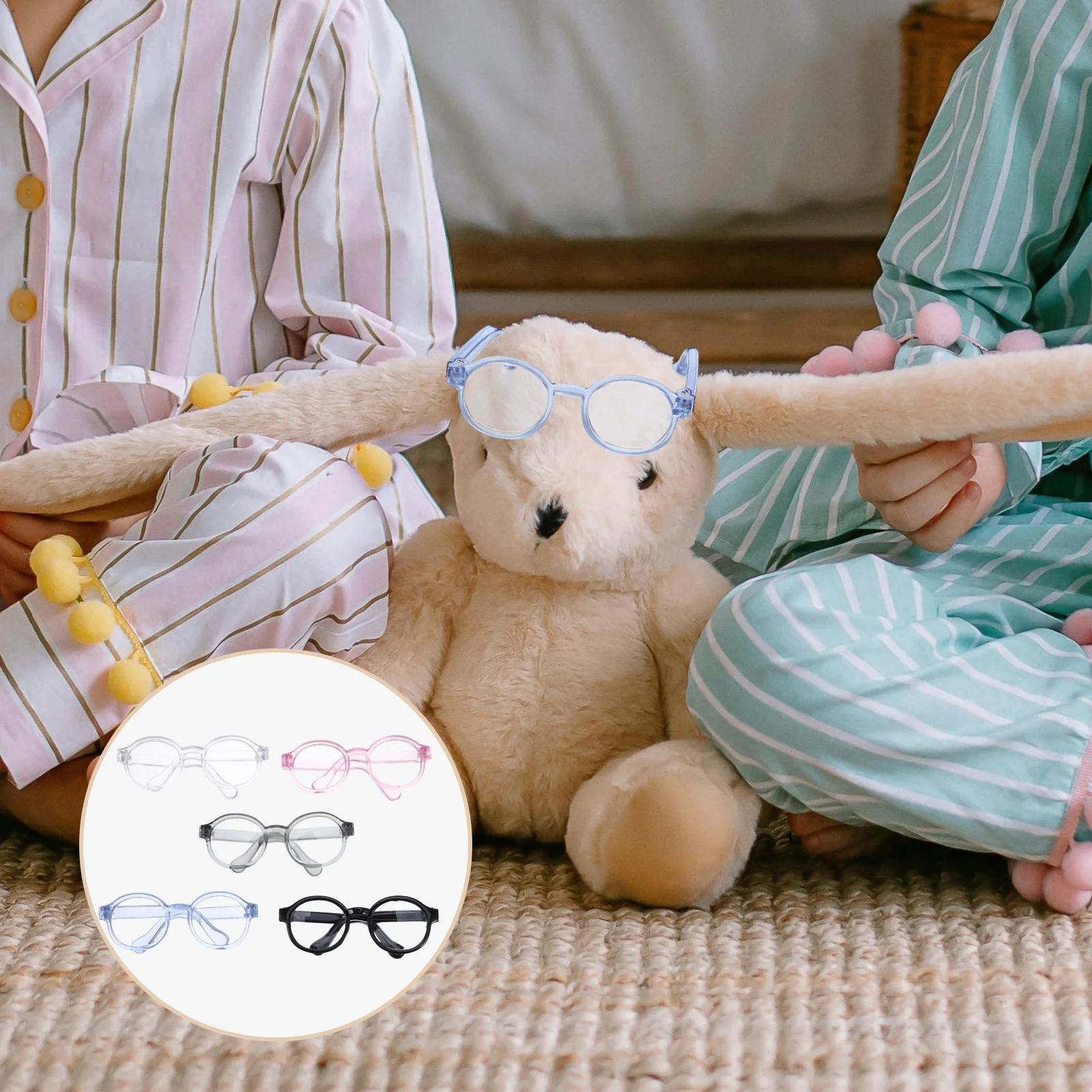 

5 шт. мини-очки, пластиковые круглые поддельные очки для кукольного домика, украшения для поделок, легкие аксессуары для наряда, крошечные очки