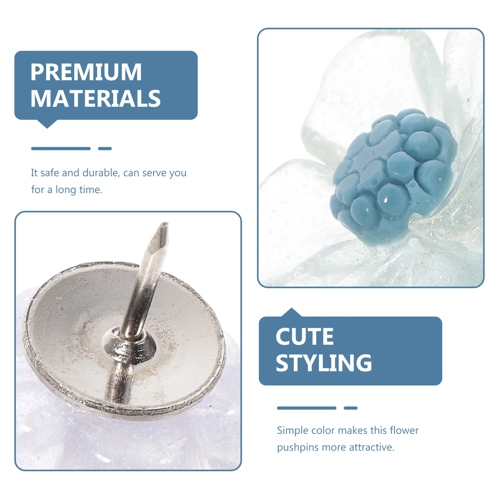 

20pcs Flower Pushpins Premium Resin Multi-Function Reusable Thumbtacks For Office Home Map Diy Cork Board Supplies