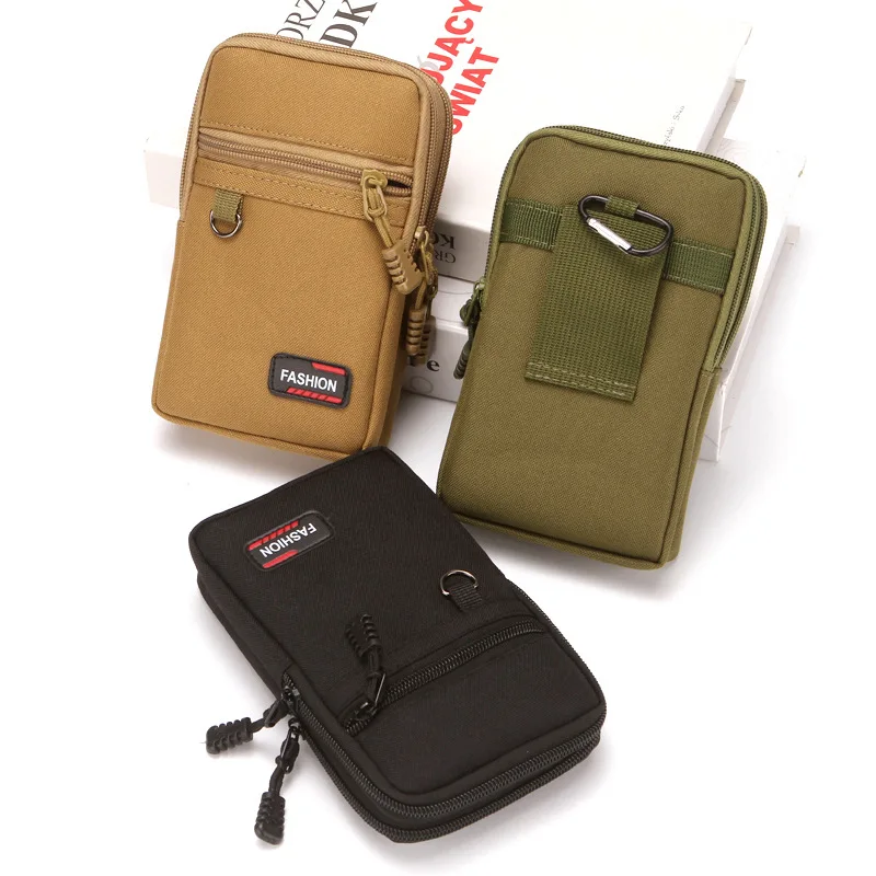 EDC Molle-Bolso de doble capa para hombre, riñonera militar para exteriores, para teléfono, Camping, caza, táctico, novedad