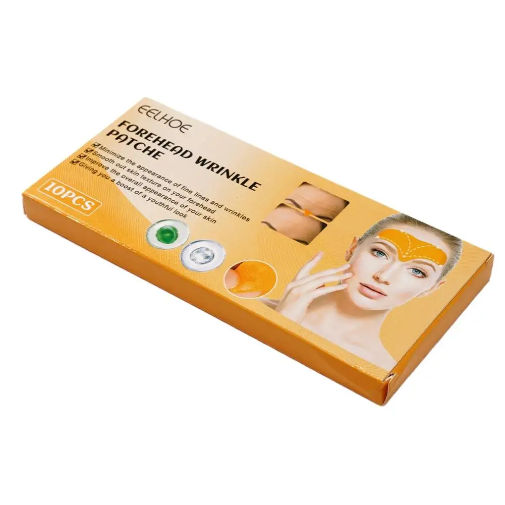10pcs/box Forehead Wrinkle Patch Lightening Forehead Wrinkle Gel Patch Hydrolyzed Collagen Firming Mask Facial Stickers Skincare