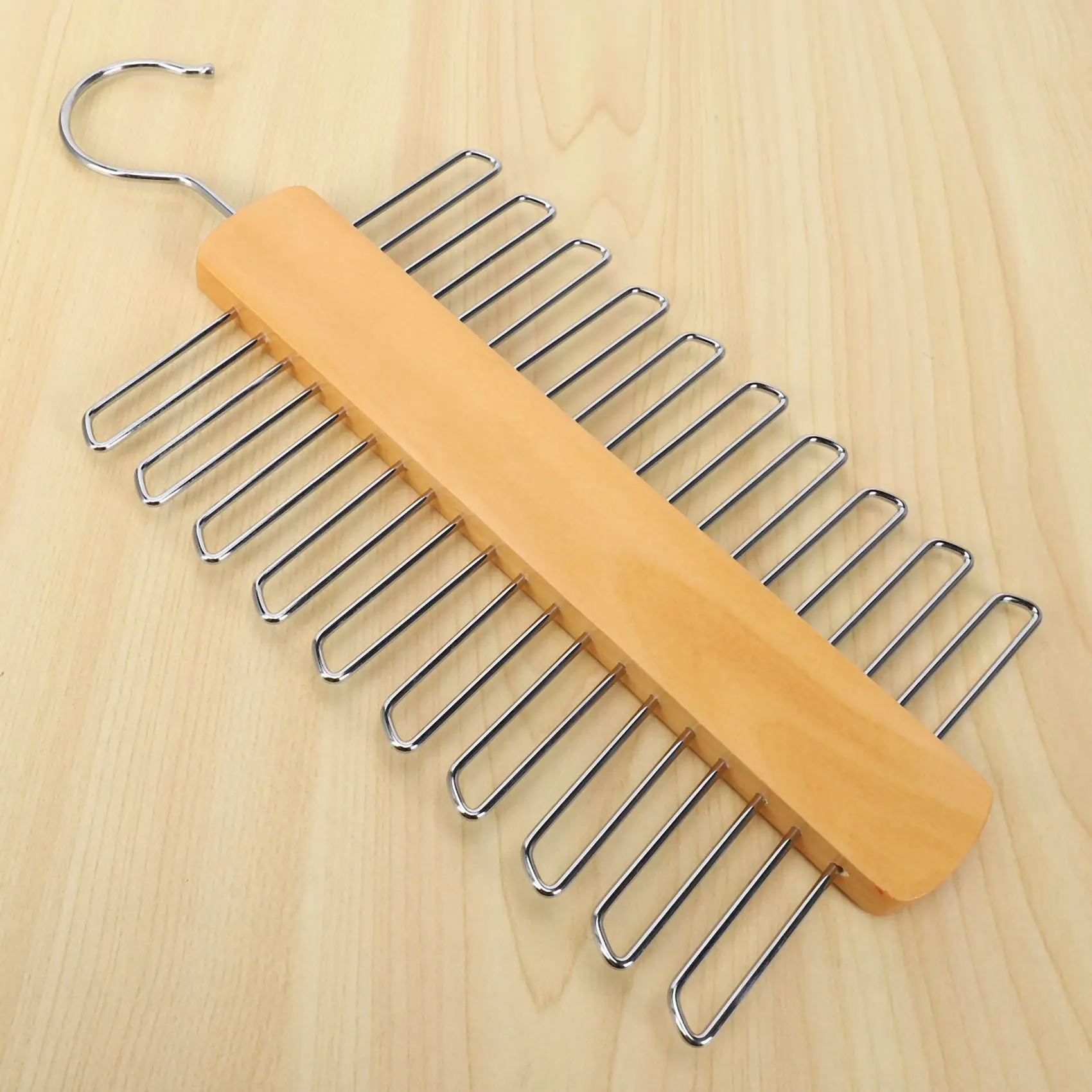ABLK Store 20 Bar Wooden Tie Hanger - Scarfs & Belt Rack Organiser